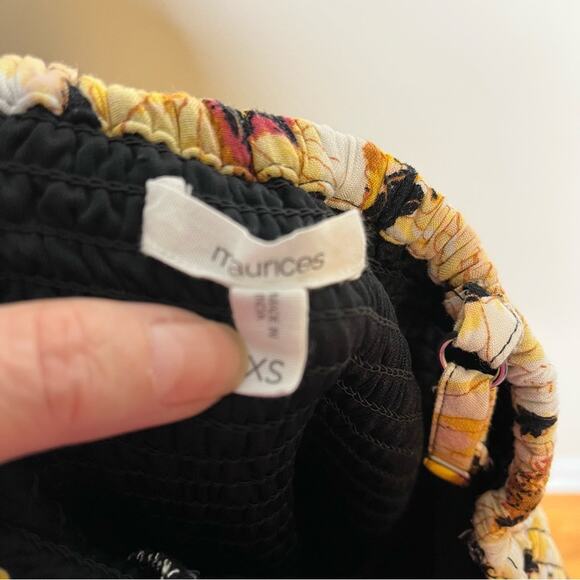 MAURICES smocked black/yellow floral boho jumpsuit size xs - Picture 6 of 7